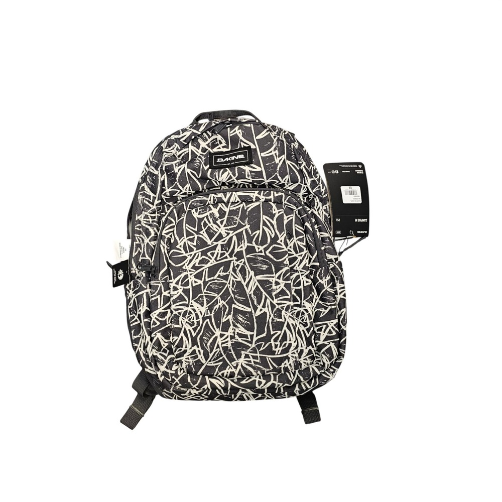 Dakine Campus M 25L Backpack Black White Abstract Print Laptop Sleeve New